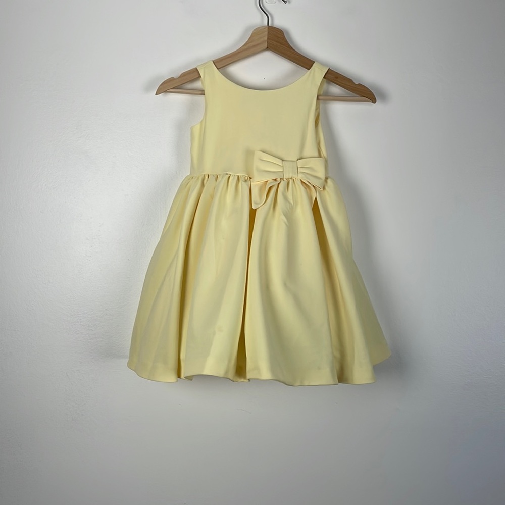 Janie and Jack special occasion sleeveless yellow big bow button closure dress 3